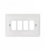 Hager 4 Gang White Moulded Grid Plate (White)